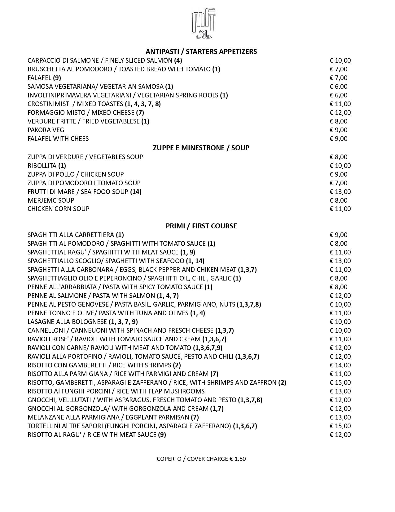 Maddina Florence Tandoori Restaurant Menu