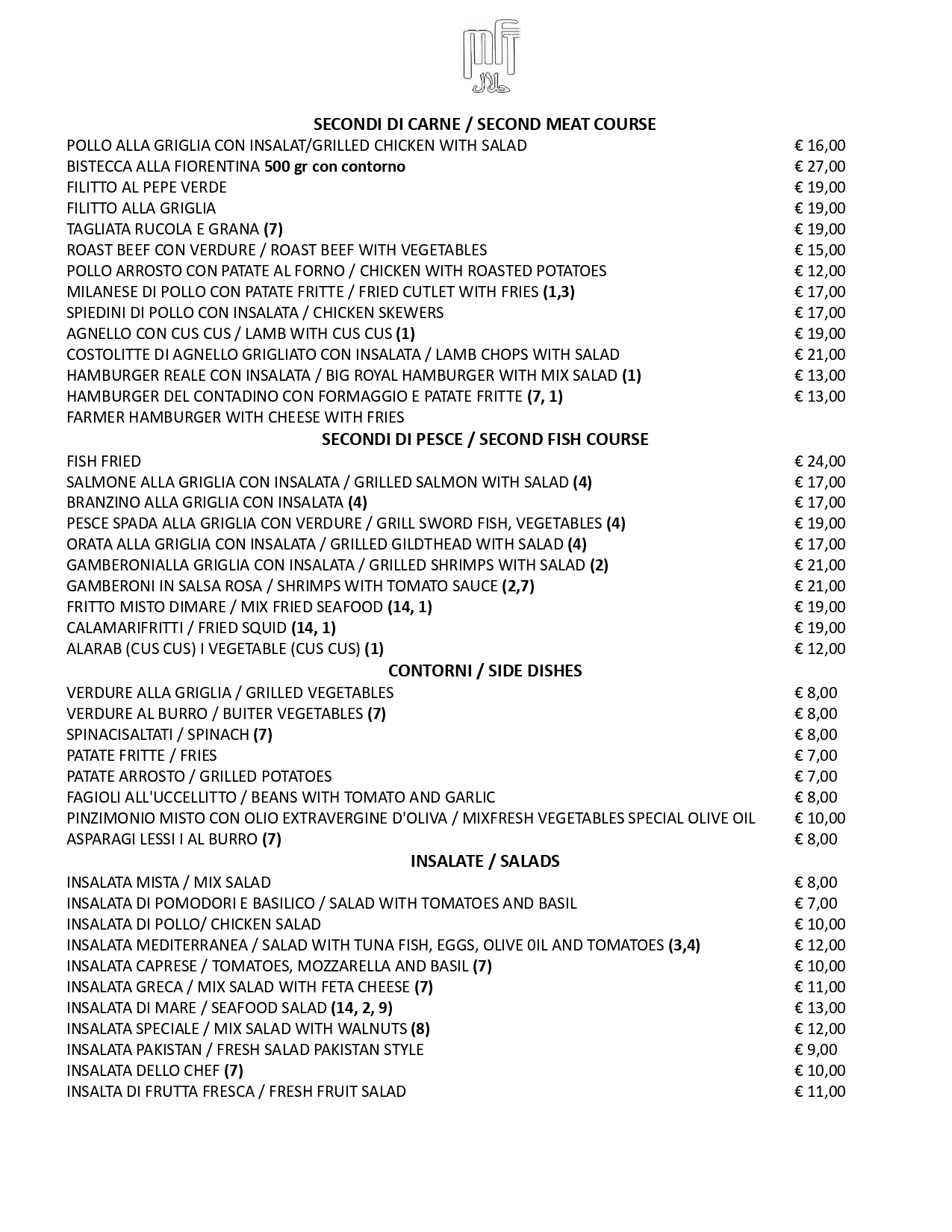 Maddina Florence Tandoori Restaurant Menu
